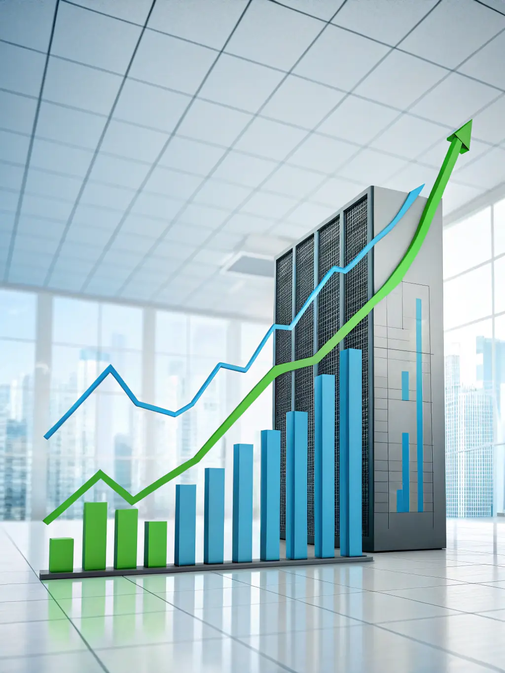 A clean, minimalist graphic illustrating a line graph trending upwards, representing increased profitability for an online store using My-contact.one.